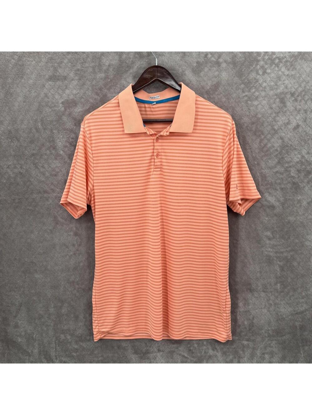 RBX Golf Polo Shirt Mens Large Orange Stripe Lightweight Performance Golf